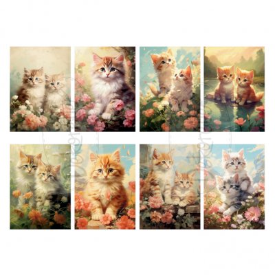 Topper sheet A4, Krafia: Cats and flowers